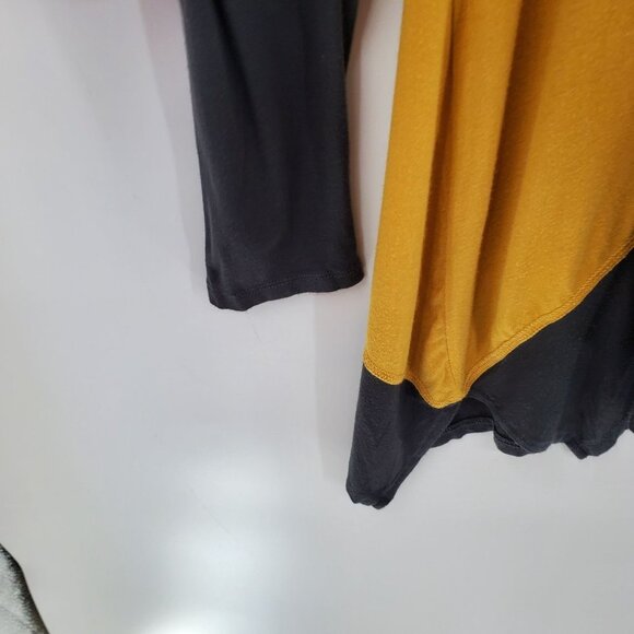 LOGO by Lori Goldstein Oversized Tunic Top Size S V-Neck Yellow & Gray Casual - Picture 3 of 8